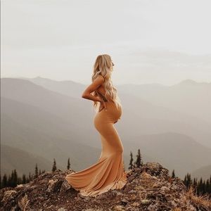 Norma Kamala fishtail gown nude